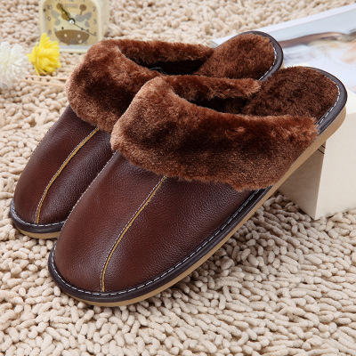 New leather unisex cotton slippers - Image 3