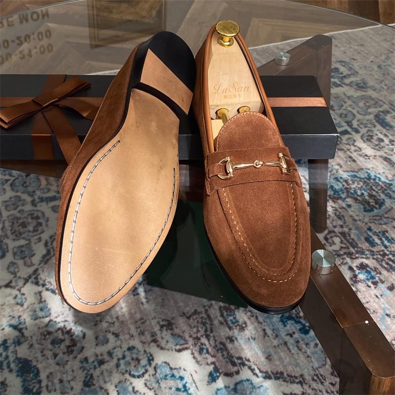 Handmade Suede Horsebit Slip On Shoes with Leather sole - Image 6
